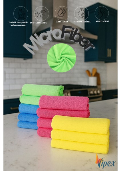 10 Adet Ultra Emiciliğe Sahip 240 Gsm Mikrofiber Bez 40X40