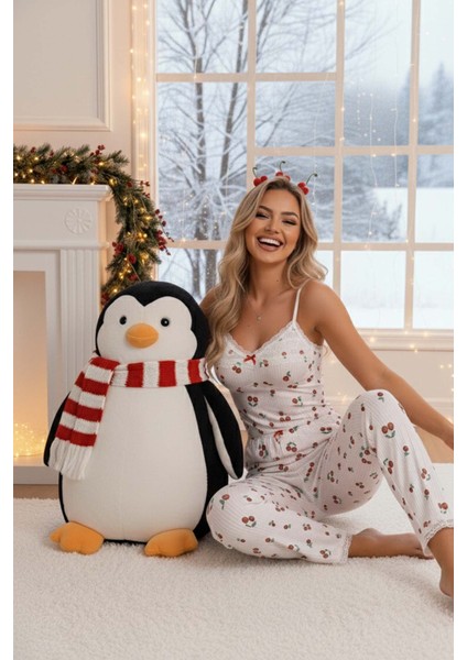 Kiraz Baskılı Askılı Şık Pijama Takımı
