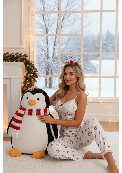 Kiraz Baskılı Askılı Şık Pijama Takımı indirimleri