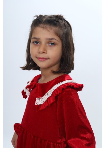 Kız Çocuk Yaka Detaylı Fırfırlı Elbise fiyatları