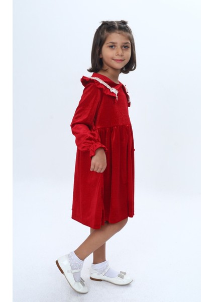 Kız Çocuk Yaka Detaylı Fırfırlı Elbise fırsatları