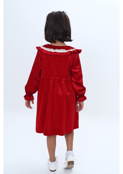 Kız Çocuk Yaka Detaylı Fırfırlı Elbise indirimleri