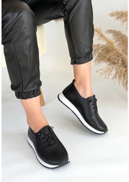 Mtxdpn Tone Siyah Cilt Bağcıklı Spor Ayakkabı (Numara: 37) modelleri