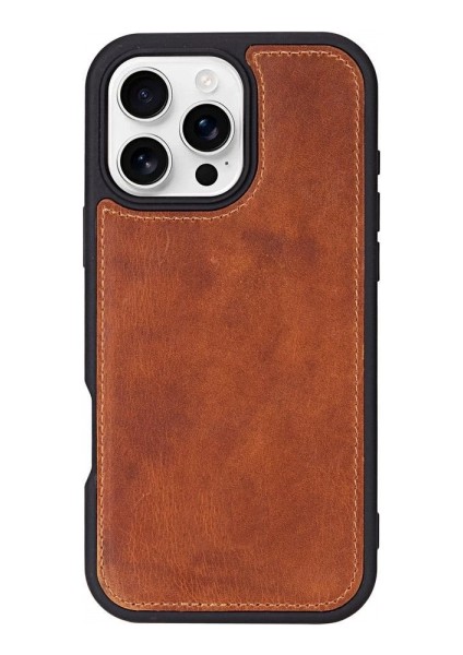 Apple iPhone 16 Pro Uyumlu, Hakiki Deri, El Yapımı, Cüzdanlı Kılıf, Karamel modelleri