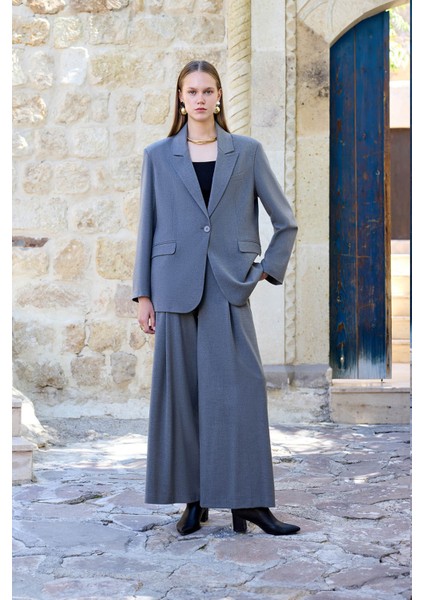 Iki Düğme Beli Lastikli Pileli Pantolon