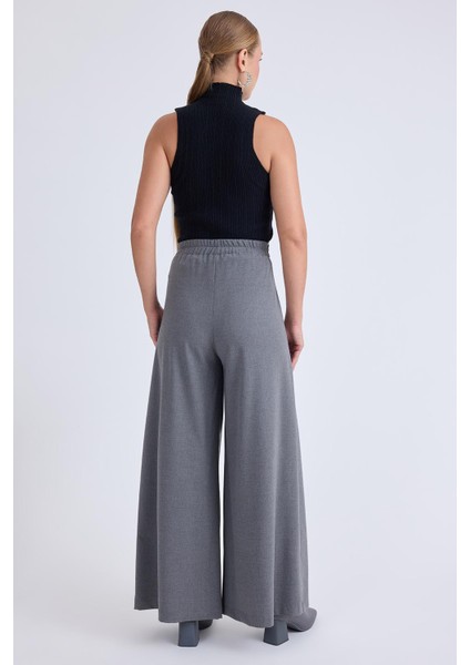 Iki Düğme Beli Lastikli Pileli Pantolon