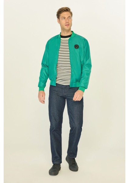 Erkek Yeşil Kolej Yaka Rüzgara Dayanıklı Mevsimlik Spor Mont fiyatları