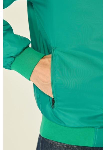 Erkek Yeşil Kolej Yaka Rüzgara Dayanıklı Mevsimlik Spor Mont indirimleri