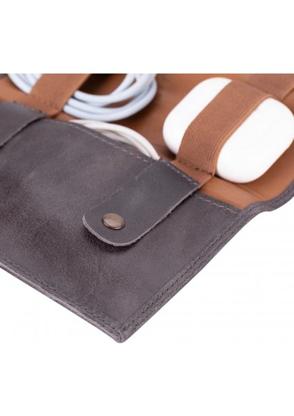 Deri Kablo Aksesuar Taşıma Çantası Antik Gri fırsatları