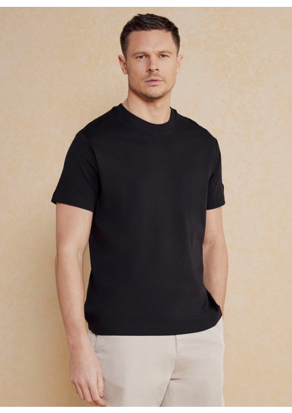 Bisiklet Yaka Siyah Erkek T-Shirt BBSS25MTS011