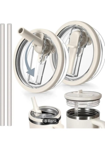 Quencher ile Uyumlu 1.18 Litre Pipetli Dökülmez Sızdırmaz Plastik Kapak Bej 1 Adet