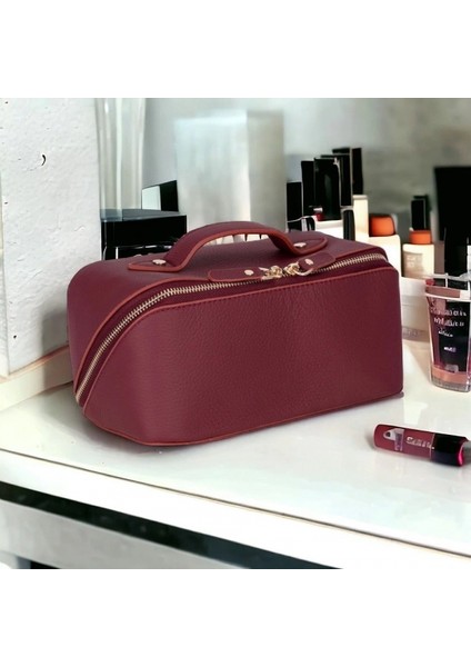 Ella Kadın Seyahat Kozmetik Bakım Makyaj Çantası Organizer Bordo fiyatları