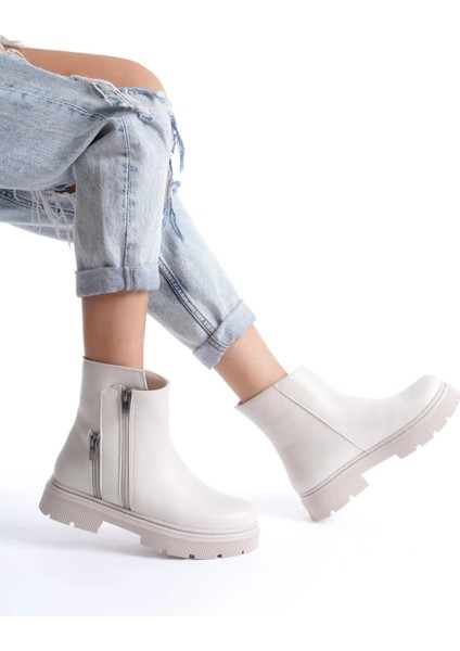 Mtxdpn Menta Bej Cilt Fermuar Aksesuarlı Bot (Numara: 37) fiyatları