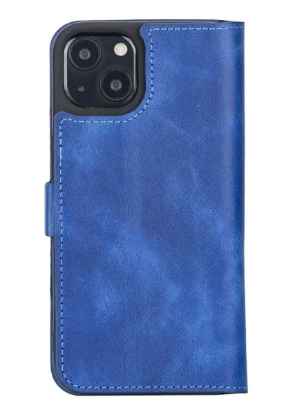 Apple iPhone 13 Uyumlu Deri Cüzdanlı Kılıf Okyanus Mavi modelleri