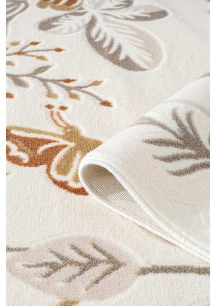 Cotto Cool CL006R Krem Çiçek Desenli Modern Halı Şık Akrilik Kaymaz Taban Kolay Temizlenebilir modelleri