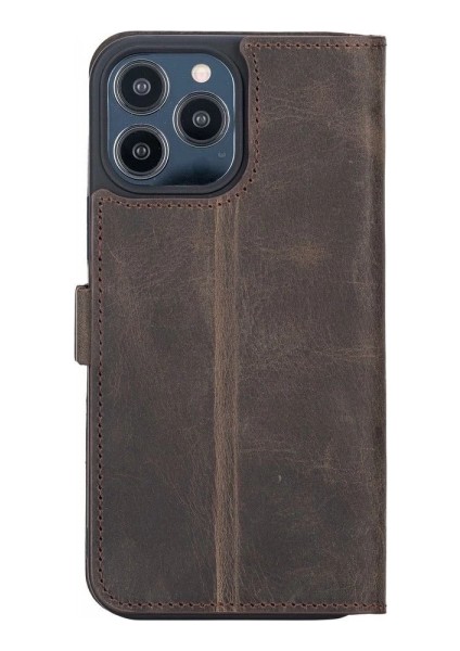 Apple iPhone 13 Pro Max Uyumlu Deri Cüzdanlı Kılıf Acı Kahve modelleri
