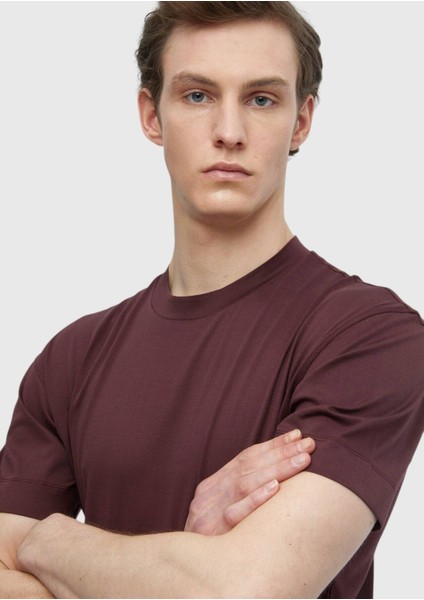 Bordo Düz Bisiklet Yaka %100 Pamuk T-Shirt fırsatları