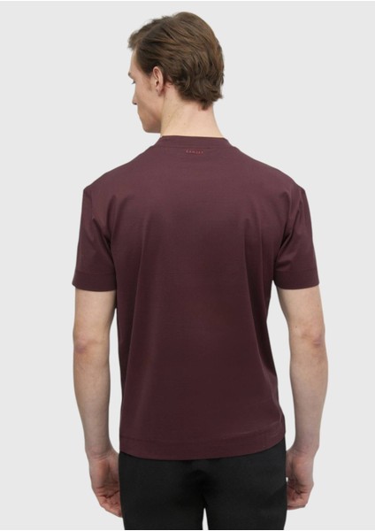 Bordo Düz Bisiklet Yaka %100 Pamuk T-Shirt indirimleri