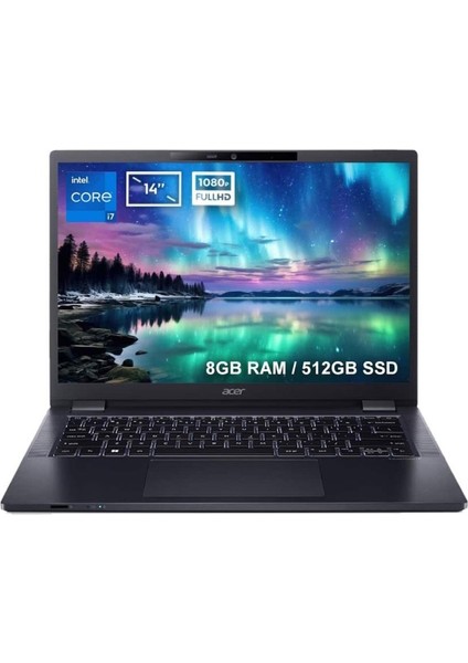 Travelmate P4 TMP414-52-7232 NX.VV1EY.001 I7-1260P 8 GB 512 GB SSD Iris Xe Graphics 14" Wuxga Notebook - Teshir