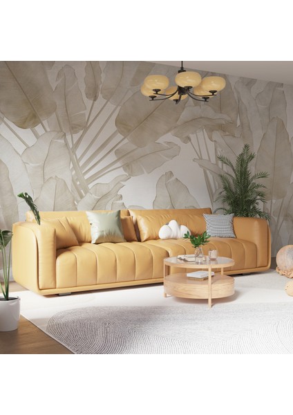 Bej Tropik Yaprak Desenli Silinebilir Kumaş Duvar Kağıdı En x Boy - Ev ve Ofis Dekor fiyatları