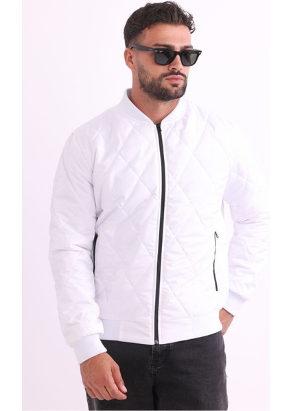 Erkek Kolej Yaka Su ve Rüzgar Geçirmez Kapitone Desenli Elyaflı Mont fırsatları