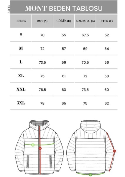 Erkek Kolej Yaka Su ve Rüzgar Geçirmez Kapitone Desenli Elyaflı Mont