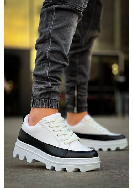 Mtxdpn KB-056 Kuback Beyaz Siyah Detaylı Beyaz Yüksek Taban Günlük Spor Ayakkabı (Numara: 43) modelleri