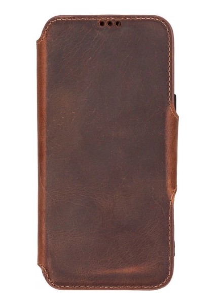 Apple iPhone 16 Pro Uyumlu, Hakiki Deri, El Yapımı, Cüzdanlı Kılıf, Antik Kahve modelleri