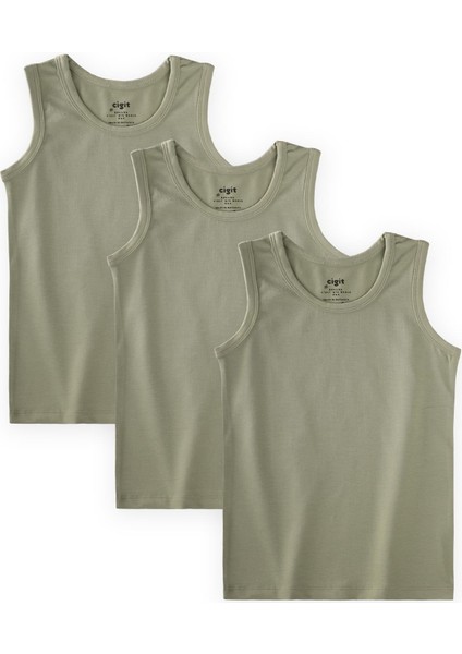 Üçlü Geniş Askılı Atlet Set 2-9 Yaş Yeşil