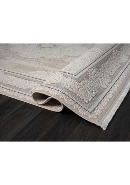 Ottowa OT002G Krem Bej Halı Klasik Desenli Tozu Az Akrilik Pamuk Taban Salon Yatak Odası Halısı fırsatları