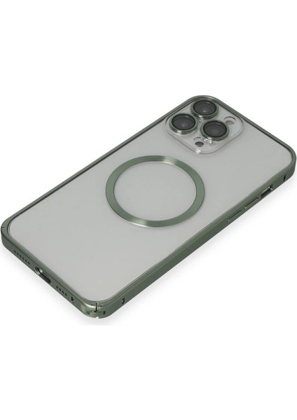 iPhone 13 Pro Max Metal Bumper Magneticsafe Kapak - YEŞIL-(5796) fırsatları