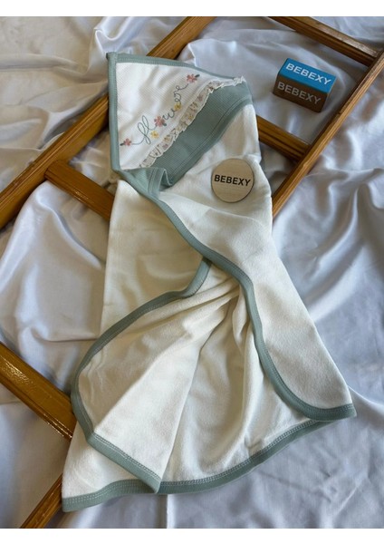 Çiçek Baskılı Kundak Battaniye Yeşil