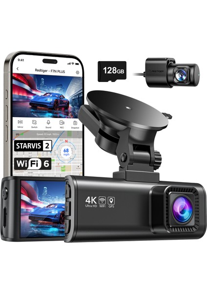 Redtıger F7NP 4K Araç Kamerası – Ön Arka Kamera, Wi-Fi & Gps, 32GB Kart Dahil, Gece Görüşlü, 3.16'' Ekran, 24 Saat Park Modu