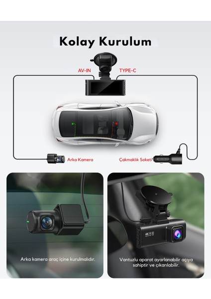 Redtıger F7NP 4K Araç Kamerası – Ön Arka Kamera, Wi-Fi & Gps, 32GB Kart Dahil, Gece Görüşlü, 3.16'' Ekran, 24 Saat Park Modu fırsatları