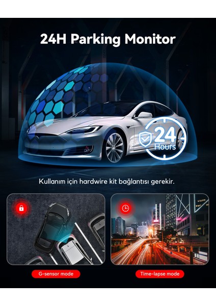 Redtıger F7NP 4K Araç Kamerası – Ön Arka Kamera, Wi-Fi & Gps, 32GB Kart Dahil, Gece Görüşlü, 3.16'' Ekran, 24 Saat Park Modu