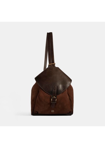 Kadın Kahve Süet Deri Sırt Çantası