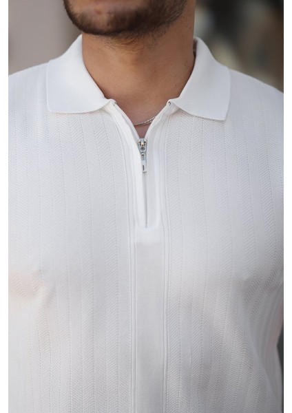 Erkek Yakası Fermuarlı Kısa Kollu T-Shirt modelleri