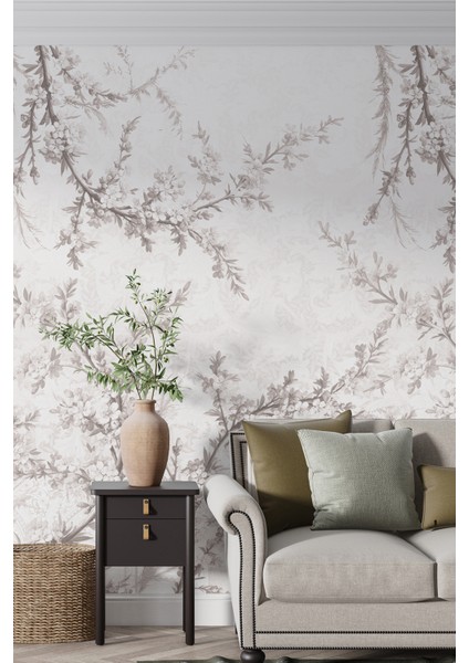 Zarif Çiçek Motifli Tek Parça Digital Baskılı Duvar Kağıdı-Çiçek Desenli Duvar Kağıdı fiyatları