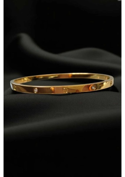 Kadın 316 L Çelik Kelepçe Taşlı Crtıer-Blk-Gld-01