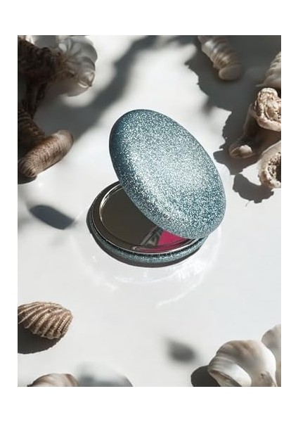 Cep Aynası Büyüteçli, Makyaj Aynası, Çanta Ayna, Kalpli Ayna,gold Ayna,simli Ayna, Kedi Ayna Rose Ayna,hediyelik Ayna Dekoratif El Aynası, Çelik Ayna (Mavi Simli)
