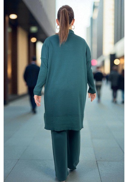 Gold Düğme Detay Polo Yaka Tunik Beli Lastikli Pantolon Büyük Beden Merserize Takım fiyatları