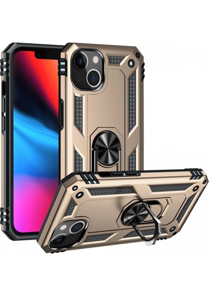 iPhone 14 Plus Kılıf Sofya Yüzüklü Silikon Kapak - Gold (K95) fiyatları