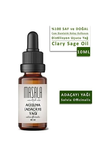 Masala Saf Adaçayı (Acı Elma) Yağı10 Ml. (Clary Sage Oil)