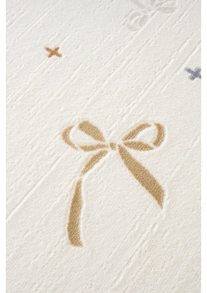 Cotto Kids CK002R Krem Halı Renkli Fiyonk Desen Kaymaz Taban Yumuşak Yıkanabilir Çocuk Odası Halısı fırsatları