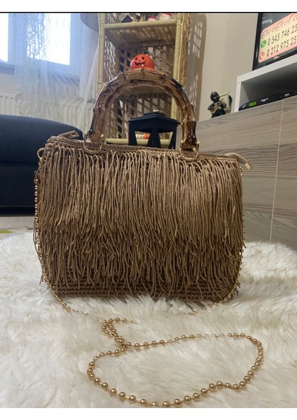 El Örgüsü Vizon Renk Püsküllü Çanta fiyatları