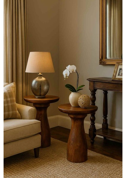 El Yapımı Doğal Ahşap 2’li Yan Sehpa – Meşe Renk Zigon ve Dekoratif Takım fiyatları