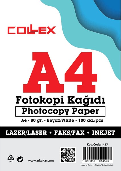 Fotokopi Kağıdı A4 80 gr 100 Adet