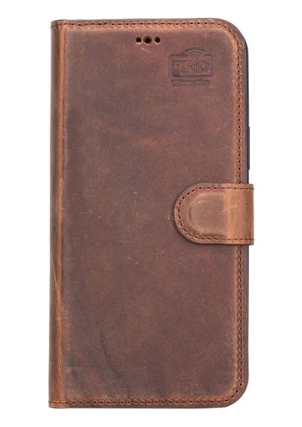 Apple iPhone 12 Pro Max Uyumlu Deri Cüzdanlı Kılıf Antik Kahve fırsatları