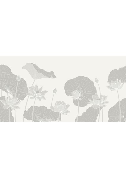 Doğal Şıklık Lotus Yapraklı Tek Parça Duvar Kağıdı Salon Duvar Kağıdı modelleri