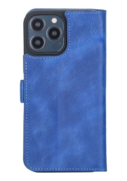 Apple iPhone 13 Pro Max Uyumlu Deri Cüzdanlı Kılıf Okyanus Mavi modelleri